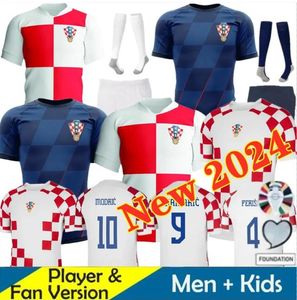 2024 Euro Cup Soccer Jerseys 24 25 Modric Mer Croatie 2023 Gvardiol Kovacic Saker Men Kids Kit Women Fans Player Version Retro 1998 Croacia Football Shirt T