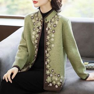 Frauen Strick Weibliche Einreihige Schnalle Stehkragen Jacke Herbst Winter Temperament Mode Top Ausländischen Stil Gestrickt