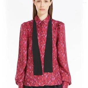Women's Blouses Early Spring Silk Twill Festive Red Year Printed Shirt Women