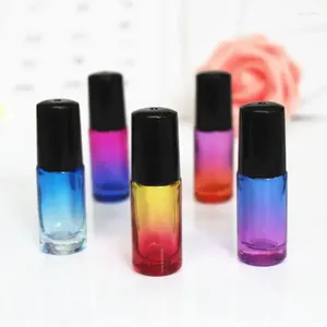 Storage Bottles 1PC Thick 5ml Colorful Glass Perfume Roll On Bottle With Stainless Steel/Glass Ball Roller Essential Oil