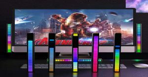 Stock RGB Pickup ad attivazione vocale Luce del ritmo Creativo colorato Controllo del suono Ambiente con indicatore del livello musicale a 32 bit Car Deskt4890802