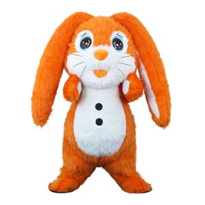 Mascot Costumes 2m/2.6m Iatable Furry Rabbit Costume Adult Orange Easter Bunny Blow Up Mascot Suit for Events Party Carnival Outfits