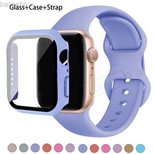 Watch Bands Glass+case+strap 44mm 41mm 45mm 40mm 38mm 42mm silicone bracelet for Watch strap iWatch series 9 8 3 4 5 6 se 7 strap 24323