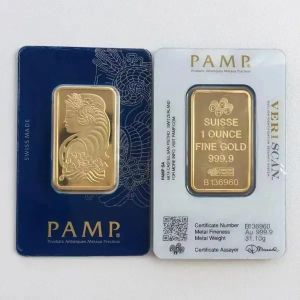 24k Gold Plated Apmex Argor Hereaus RCM 1 Ounce Gold 999.9 Plated Bar