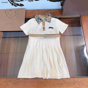 Luxury designer kids clothes girls dresses baby skirt With belt Princess dress Size 110-160 CM Embroidered logo child frock 24Mar