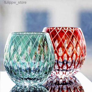 Wine Glasses 2024 Whiskey Crystal Glasses Japan Edo Kiriko Wine Cup Kaleidoscope Whisky Tumbler Round Raindrop Carved y Snifter Gift Box L240323