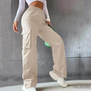 Women's Pants Ladies Sreetwear Loose Harem Women 2024 Summer Wide Leg Big Pocket Cargo Causal Elastic Waist Trousers