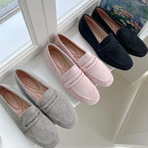 Casual Shoes Flock Loafers Women Flat Spring Autumn Fashion Luxury Designer Brown Slip On Moccasins Lazy Driving A29-69