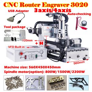 LY CNC-Fräser 3020 Graveur 3-Achsen-4-Achsen-Metallgravur-Fräs-Schneidemaschine für DIY-Stein-Holz-PCB-Schnitzerei 800 W 1500 W 2200 W