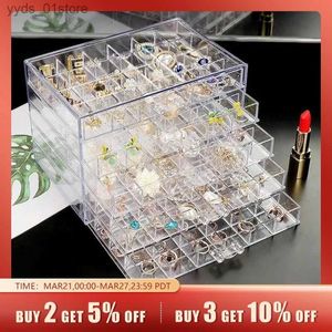 Schmuckschatullen, Ohrring-Schmuckschatulle, Acryl-Schmuckaufbewahrungsbox, Damen-Ring-Schmuck-Display-Box mit 5 Schubladen und 120 kleinen Fächern L240323