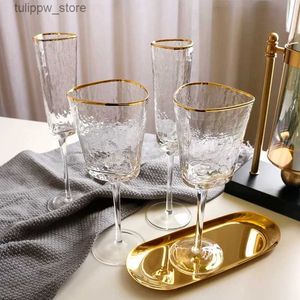 Vinglas för HomeProduct CenterCreative Hammergold Edge Crystal Wine Champagne Glass European Cup Wine Red Wine Glass Bar L240323