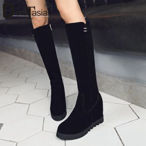 Boots DORATASIA Female Flock Round Toe Zipper Mid Calf Boots 2020 Wholesale Boots Women Increasing Height Winter Shoes Woman