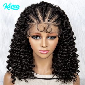 Wigs Braided Wigs Synthetic Lace Front Wig Braided Wigs With Baby Hair For Black Women Wig Kinky Curly Hair Wigs Curly Bob Wig