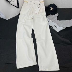 Shenzhen Nanyou Edição Correta Ce Home Início Primavera Cintura Alta Calça Jeans Slim Feminina Branca Perna Reta Calças Largas