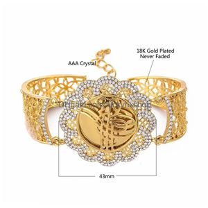 Łańcuch muzułmański islam prezent biżuterii na Bliskim Wschodzie bransoletki arabska bransoletka vintage złoty kolor kwiat szeroki mankiet Boguła 230710 Drops Dhyzq