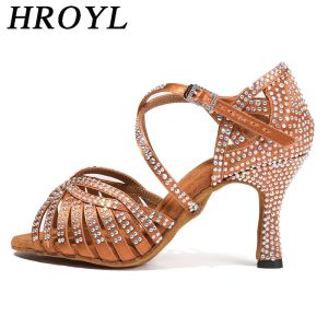 Stivali Hroyl Women Shoes Latin Dance Teli per ragazze Shiny Sinestone Ballroom Tango Dancing Scarpe 10/8.5/7.5/6/5cm tacchi