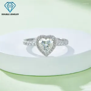 Cluster Rings Double Jewelry Love Heart Shape Moissanite For Lady S925 Sterling Silver Wedding Anniversary Party Wholesale