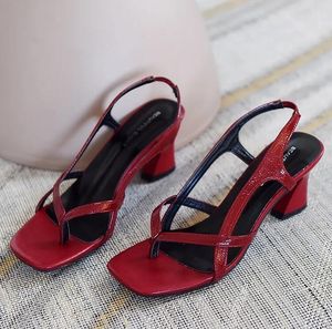 New Women Sandals Shoes Fashion Clip Toe Heels Flip Flop Designer Ladies Casual Buckle Dress High Heels Female Hot Sandals