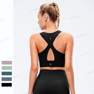 alyoga Sutiã traseiro lindo à prova de choque Roupas femininas de cor sólida Roupa íntima para academia yoga Regatas justas pretas Sutiã esportivo Fitness corrida Lingerie Sexy colete de ioga