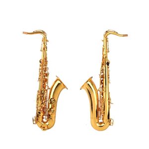 Ywpl b saxofone tenor plano, saxofone tenor novo bb top instrumento musical saxe processo dourado sax profissional ouro