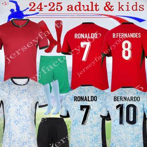 2024 Portugal Home Away Jerseys Ronaldo Homens Kids Kit Fans Player Versão 24 25 Cr7 Danilo Football Shiirts Bruno Fernandes Joao Felix Ruben Rafa Leao Tamanho S-4XL