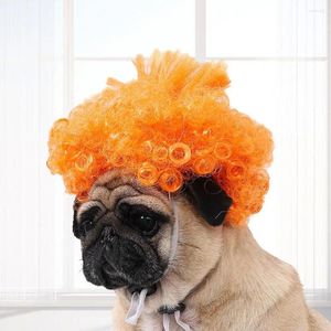 Abbigliamento per cani Costume per animali domestici Parrucca per gatti con capelli ricci per feste di Natale di Halloween Copricapo divertente con fascia regolabile Animali domestici cosplay