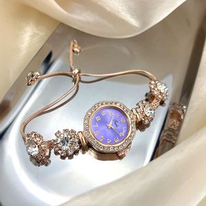 Pullable Adjustable Bracelet with Digital Face, Small Dial, Large Diamond, New Quartz Women's Watch