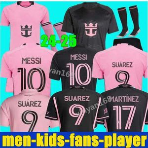 24 25 Inters Messis Soccer Jerseys Miamis Suarez Football Shirt 2023 2024 Matuidi Higuain Trapp Pellegrini Martinez Fc Fan Carranza Prez Morgan Men K.