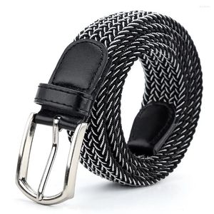 Belts 0055 Navy Blue Luxury Men Elastic Belt 110cm Long Clothing Accessories Casual Braided Canvas Korean All Match Buckle 2024