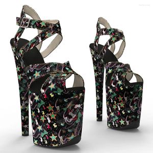 Sapatos de dança Leecabe 20 cm/ 8 polegadas estilo patente PU tendência superior plataforma de moda sandálias de salto alto pólo