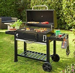 Smoker Barbecue Outdoor Charcoal Portable Grill BBQ with Cover Wheels Table