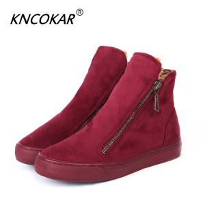 ブーツKncokar Snow Boots Women Winter Zip Platform Ankle Boot Ladies Flock H Fur Casual Comfort女性ファッション女性靴Z0076