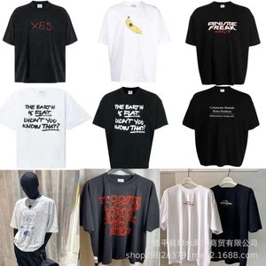 新しいアメリカンシグネチャーレターOS男性と女性向けのカジュアルカジュアル短袖Tシャツを緩めるトレンディブランドカップル