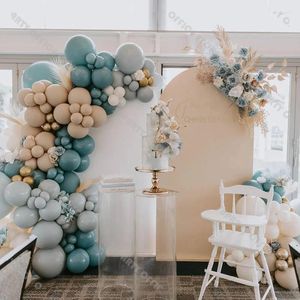 Party Decoration 127pcs Slate Blue Matte Gray Taupe Balloons Garland Kit Apricot Gold Balloon Arch Boho Birthday Baby Shower Wedding