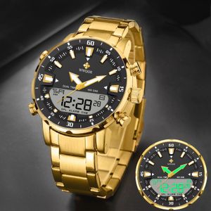 Wwoor Lüks Dijital Saat Erkekler Sporlu Büyük Saatler Led Quartz Wristwatch Su Geçirmez Erkek Saat Askeri Relogio Maskulino 240311