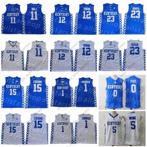 Jerseys Kentucky Wildcats Jersey College 농구 Devin Booker John Wall Anthony 23 Davis -Anthony 12 Towns Demarcus 15 Cousins ​​Malik Monk