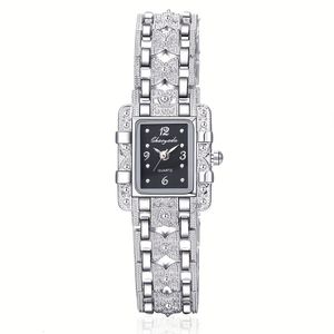 Orologio da donna al quarzo con quadrante quadrato in lega digitale con strass bianco nero di lusso alla moda 240322