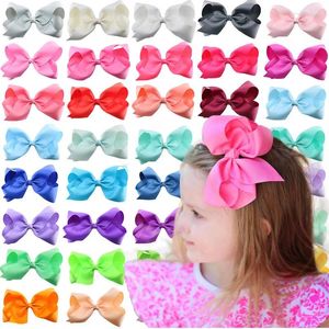 Hair Accessories Boutique 20pcs 40C 6" Fashion Oversize Grosgrain Bow Hairpins Solid Ribbon Bowknot Clips Princess Headwear