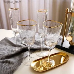Vinglas Gratis leverans av glasröd vinglas Champagne Glasögon Europeisk stil Tallglasögon Glasstänger och hemdrycker L240323