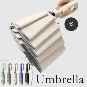 Juchiva Guarda-chuvas com fecho reforçado, totalmente automático, 10, duplo, forte, dobrável, à prova d'água, grande, 23 