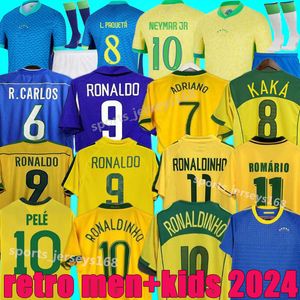 1970 1978 1998 Retro Brasilien PELE Fußballtrikots Männer Kinder 2002 Romario Ronaldo Ronaldinho 2004 1994 Brasilien 2006 RIVALDO ADRIANO KAKA 1988 2000 2010 2024 VINI JR Hemden