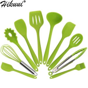 Processorer 10 st silikon matlagning sked spatula slev ägg beaters servis uppsättning matlagningsverktyg matlagningsredskap kök tillbehör leveranser