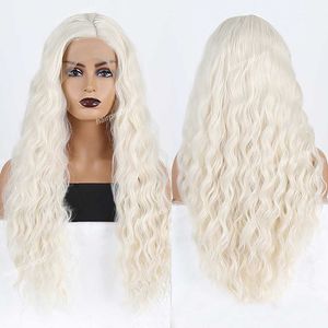 HD Rullo medio Evidenziare Parrucche anteriori in pizzo per capelli umani per le donne Parrucca frontale in pizzo Pre pizzicate Parrucche sintetiche colorate biondo miele Prodotti per capelli Parrucche per capelli Più colori