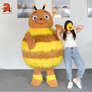 Mascot Costumes Iatable Bee Costume Adult Funny Insect Suit Fluffy Walking Mascot Outfit Blow Up Honeybee Fancy Dress for Events