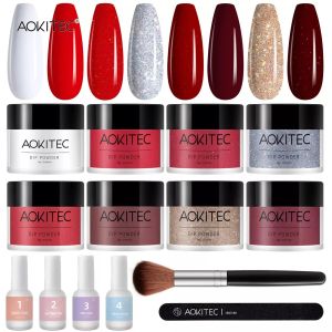 Abiti Aokitec 10g/28 g di immersione in polvere kit per unghie pastello Glitter set di avviamento in polvere per decorazioni artistiche delle unghie francesi manicure