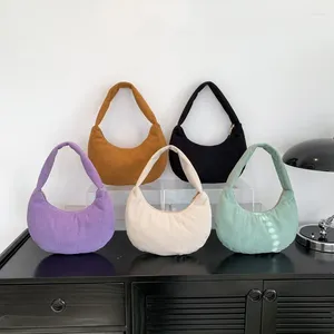 DrawString Corduroy Shoulder Bag Women's Handbag Fashion Korean version underarm Casual Simple Travel Armpit Shopping Pouch Clutch