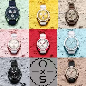 Moonswatch Biyoseramik Gezegen Ay Erkekler Saatler Tam Fonksiyonu Quarz Kronograf Tasarımcı Merkür 42mm Lüks İzle Sınırlı Edition Engels 680