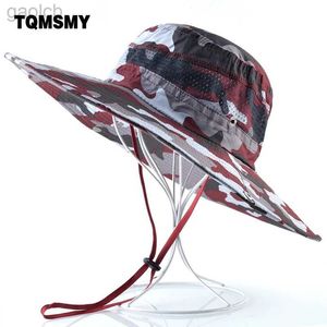 Cappelli a tesa larga Cappelli a secchiello Moda tattico Camo Cappello da sole Cappello da pesca all'aperto da uomo Cappello a tesa larga con protezione UV Cappello da campeggio da donna Ossa da escursionismo estivo 24323