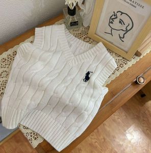 Children Sweater Vest Thick Needle Sleeveless Pullover V-Neck Knitting Tops Thread Trimming Boys