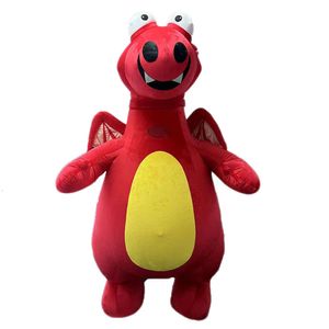 Trajes de mascote 2m / 2.6m adorável adulto iatable vermelho menina dinossauro traje andando explodir mascote terno engraçado personagem animal carnaval